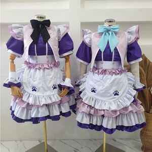 Maid cafe lolita purple pink anime nurse dress Japan JPOP Cosplay Costume